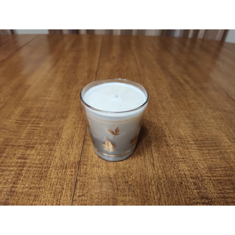 Handmade Pumpkin Spice Scented Candle Fall Leaves Vintage Glass 6.6 fl oz